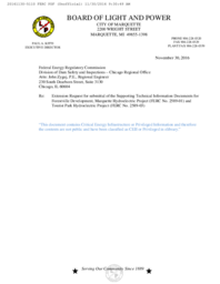 Forestville, Marquette, and Tourist Park Hydroelectric Projects Extension Request for Submittal of the Supporting Technical Information Documents