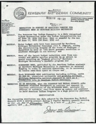 Keweenaw Bay Indian Community Resolution about Nishnawbe News, 1980-12-10