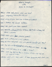 John Williams Oral History Transcript, undated