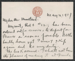 Kellogg Speed to Fanny Maitland, 1917-05-21