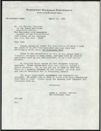 James L. Carter to Coy G. Eklund, 1982-04-15