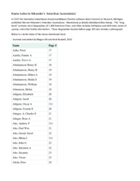 Amerikan Suomalaisia Name Index