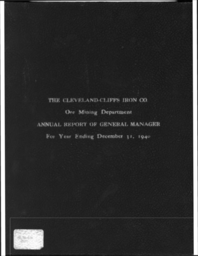 Cleveland-Cliffs Iron Company Mining Department Annual Report, 1940 (Part 1)