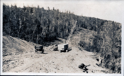 Crane and Gasoline Wagon at Victoria Powerhouse Construction Site