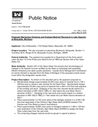 Public Notice Proposed Mechanical Dredging and Dredged Material Placement in Lake Superior at Marquette, Michigan