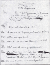 Victor Tyynismaa Oral History Transcript, undated