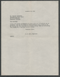 L.O. [Luther] Gant to Kenneth Ouellette, 30 December 1942