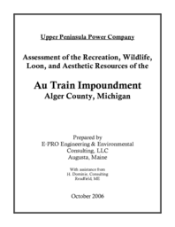 Assessment of the Recreation, Wildlife, Loon, and Aesthetic Resources of the Au Train Impoundment