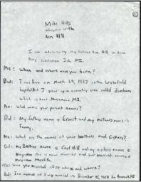 Ken Hill Oral History Transcript, undated