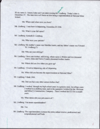 Ken Lindberg Oral History Transcript, undated