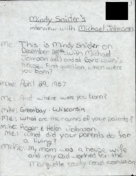 Michael Johnson Oral History Transcript, undated