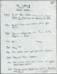 Robert Waters Oral History Transcript, 1993