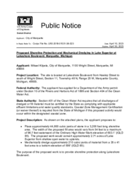 Public Notice Proposed Shoreline Protection and Mechanical Dredging in Lake Superior at Lakeshore Boulevard