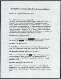 Viola Langson Oral History Transcript, undated