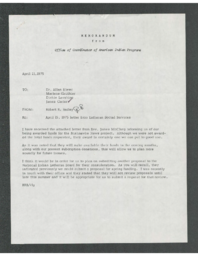 Robert R. Bailey to Allan Niemi, Marlene Gauthier, Richard Laughing, and James L. Carter, 1975-04-21