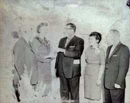 West Hall Dedication Fall 1960: Three Men, Two Women Standing