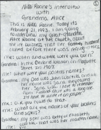 Alice Racine Oral History Transcript, 1993