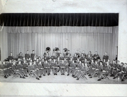 Concert Band 1960: Distance Photo of Concert Band in Uniform with Instruments