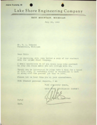 Letters to William H. Schacht (Copper Range Company) from Lake Shore Engineering Company