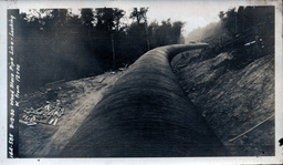 Completed Section of Victoria Dam Wood Stave Pipeline Looking West from Station 12