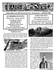 Ishpeming Area Historical Society Newsletter, Summer 2023