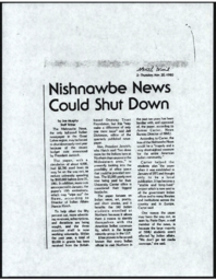 Nishnawbe News Could Be Shut Down, 1980-11-20