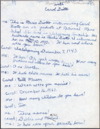 Carol Giotto Oral History Transcript, 1990