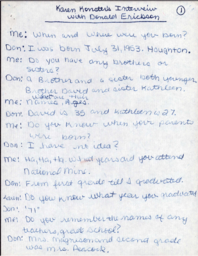 Donald Erickson Oral History Transcript, undated