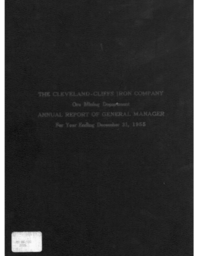 Cleveland-Cliffs Iron Company Mining Department Annual Report, 1955 (Part 1)