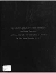 Cleveland-Cliffs Iron Company Mining Department Annual Report, 1954 (Part 1)