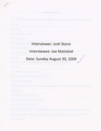 Joe Matiskiel Oral History Transcript