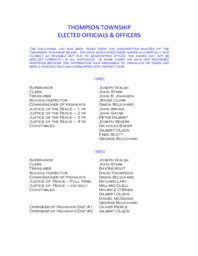 Thompson Township Elected Officials and Officers, 1882-2020