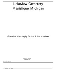 Lakeview Cemetery Index by Location (Manistique, Michigan, compiled by Jay Martin)