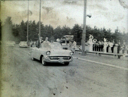 Homecoming--King and Queen: Homecoming King and Queen Riding on Back of Car