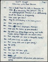 Mae Johnson Oral History Transcript, 1988