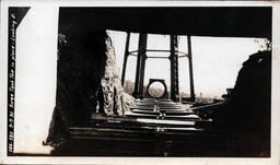 Victoria Dam Surge Tank Tee looking through Bridge