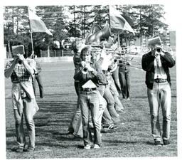 Brass Section of Marching Band Practicing Outside (Part of the NMU Historic Photographs Collection)