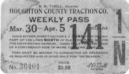 Houghton County Traction Company Weekly Pass (2 of 2)