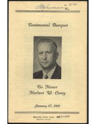 Testimonial Banquet to Honor Herbert W. Corey program