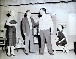 Masquers--"White Sheep of the Family" 1957: Two Men and Two Women on Stage in Nice Clothes