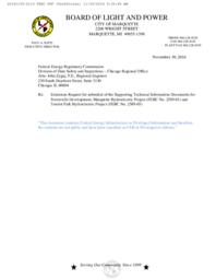 Forestville, Marquette, and Tourist Park Hydroelectric Projects Extension Request for Submittal of the Supporting Technical Information Documents