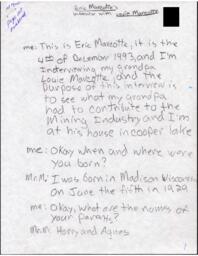 Louie Marcotte Oral History Transcript, 1993