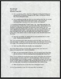 Delcie Frisk Oral History Interview Transcript, Ku Klux Klan (Version 1)