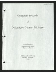 Cemetery Records of Ontonagon County, Michigan