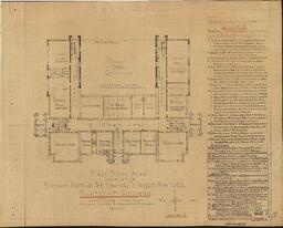 Proposed Addition to Present High School, Painesdale, Michigan, First Floor Plan, Scheme “E”