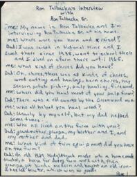 Ron Talbacka Oral History Transcript, undated