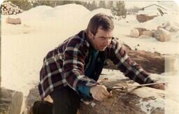 Jerry Koski Peeling Logs with a Draw Knife