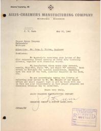 Letters to John J. Vitton (Copper Range Company) from Allis-Chalmers Manufacturing Company