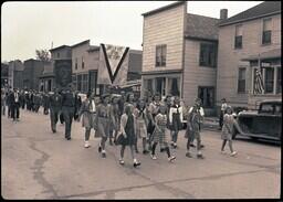 (050-003) Keep Fit for Victory and Union Marching in Ontonagon Labor Day Parade (1 of 2)