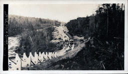 Construction of the Victoria Dam Wood Stave Pipeline Looking West from Station 37 and 50